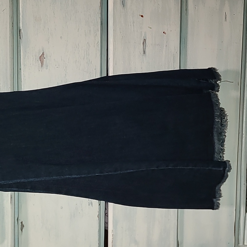 Grace In LA Super Flare High Rise Raw Hem Jeans Stretch  Sz 27